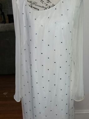 Allen B. By Allen Schwartz Ivory Long Sleeve Embellished Dress